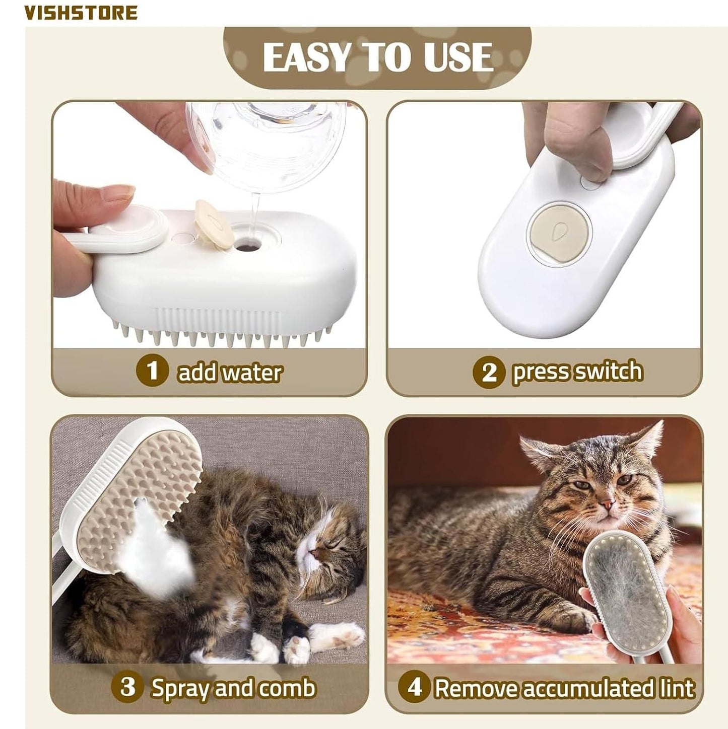 Steam Brush for Dog & Cat